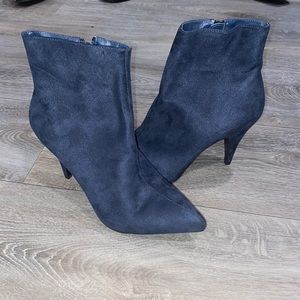 Navy Blue Suede Booties by Carlos Santana